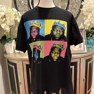 Black Short-Sleeve Graphic Tee with Multicolor Pop Portrait